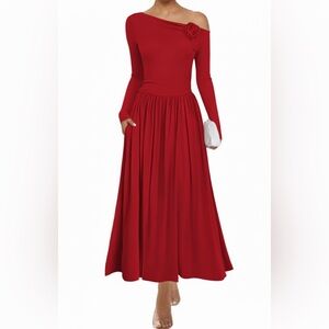 NEW Zesica Off-Shoulder Dress Wine Red